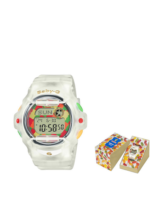 Casio Ψηφιακό Ανδρικό Ρολόι Μπαταρίας με Λευκό Καουτσούκ Λουράκι