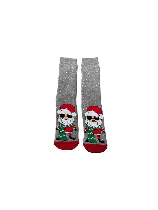 Women's Long Cotton Christmas Socks Christmas Socks D15 in Grey