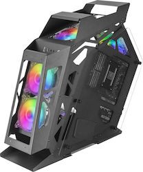 Mars Gaming MC61 Premium Compact Jocuri Turnul complet Cutie de calculator cu fereastră laterală și iluminare RGB Negru