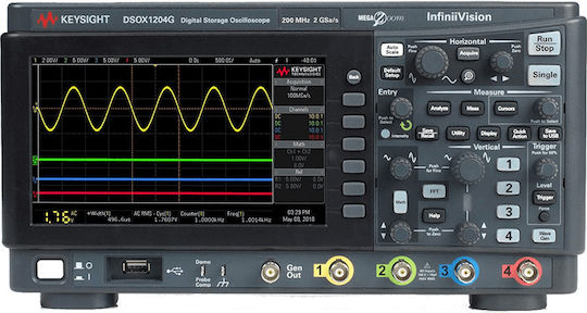 Keysight DSOX1204G Παλμογράφος & Γεννήτρια Συχνοτήτων Πάγκου 70MHz με 4 Αναλογικά Κανάλια και 7" Οθόνη