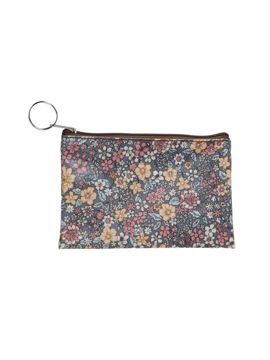 Women's Wallet with Multicolored Flowers (Gray)