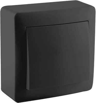 Stinel External Electrical Lighting Wall Switch with Frame Basic Aller Retour Black 28749