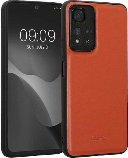 Kalibri Задна корица Кожа / Силикон Оранжев (Redmi Note 11 Pro+ 5G)