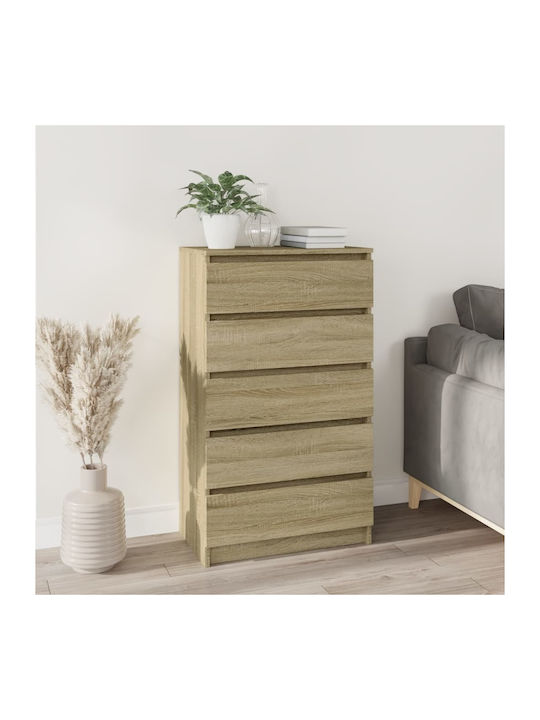 Wooden Chest of Drawers with 5 Drawers Sonoma O...