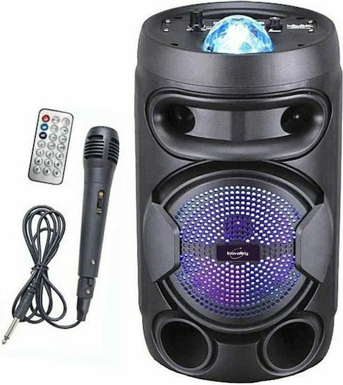 Inovalley Karaoke Lautsprecher mit Kabelgebundenem Mikrofon und Lichteffekte KA02 Bowl Schwarz