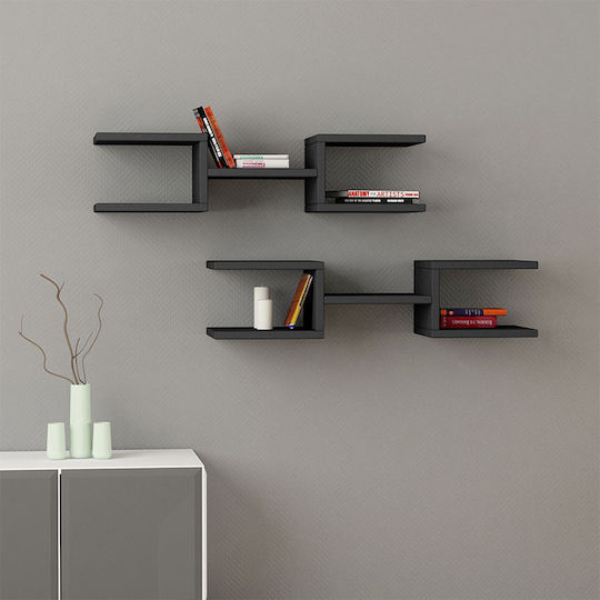 Wall Shelves Crab Grey (2 Pieces) 75x22x17.5cm