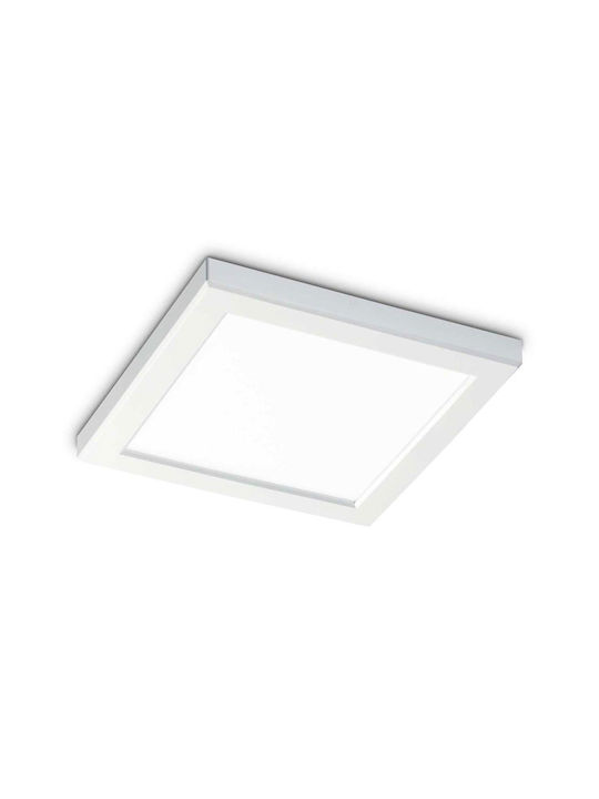 Ideal Lux Aura Square Μοντέρνα Μεταλλική Πλαφονιέρα Οροφής με Ενσωματωμένο LED σε Λευκό χρώμα 22cm