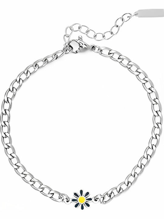 Oozoo Damentrailing Kette Mit Blumenmuster Aus Edelstahl 20cm