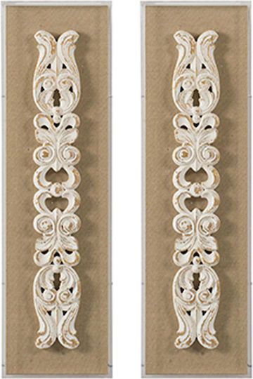 Artekko 3D Wanddekoration Yiorrok Beige aus Hölzernes 23.5x4x79.5cm 2Stücke