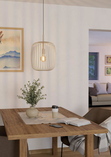 Eglo Romazzina Pendant Light Beige Grid with Socket E27 32.5x110cm