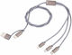 Troika CBL30 Geflochten USB zu Blitzschlag / Typ-C,TC-TC / Micro-USB Kabel Gray 1m