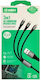 Inkax CK-135 Braided Cablu USB la Lightning / Type-C / micro USB cu mai multe porturi 2.1A Negru 1.2m