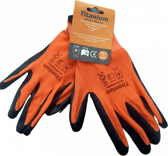 Titanium Gloves for Work Orange Nitrile 1pcs