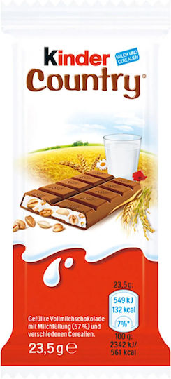 Kinder Country Σοκολάτα Γάλακτος με Κρέμα & Δημητριακά 23.5gr 40τμχ
