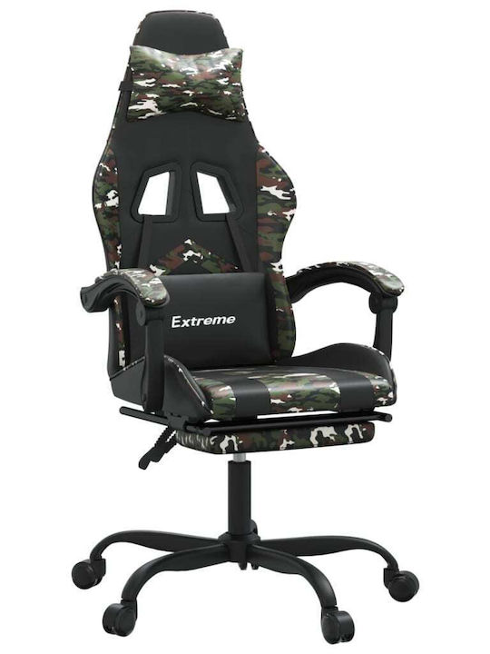 vidaXL 349614 Геймърски стол с RGB осветление и подлакътник Camo Black