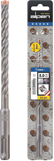 Alpen Drills Force Χ Four-Cut Drill with SDS Plus Shank for Masonry 8x160mm