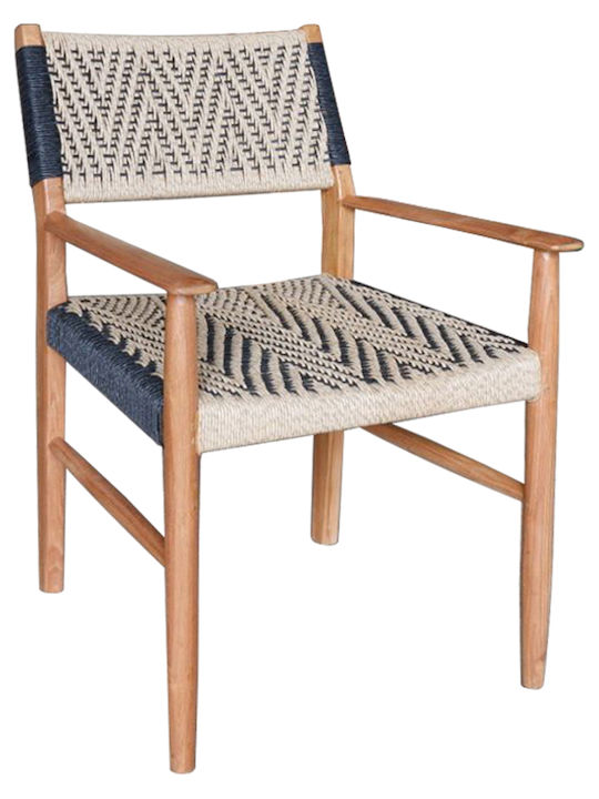 Wooden Outdoor Armchair Beige 57x67x86cm