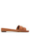 DKNY Leather Women's Flat Sandals In Brown Colour