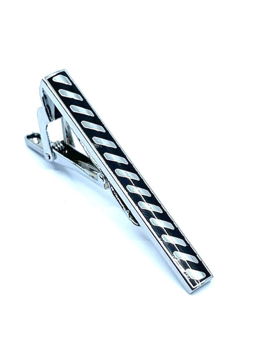 Silver Tie Clip with Black Enamel 5.5 cm