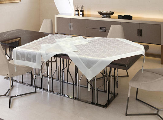 Linea Home Tischdecken Set 7 Stück Kariert Weiß 140x140cm