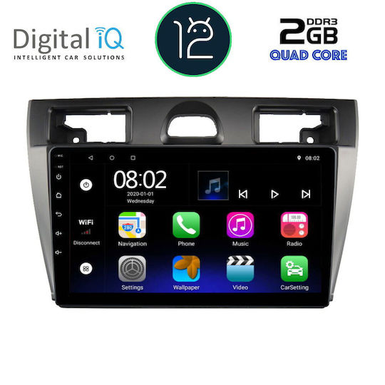 Digital IQ Sistem Audio Auto pentru Ford Fiesta 2005-2008 (Bluetooth/USB/AUX/WiFi/GPS/Apple-Carplay/Android-Auto/Partitură) cu Ecran Tactil 9"