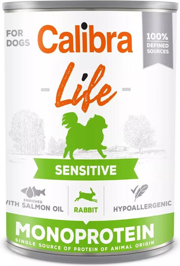 Calibra Life Sensitive Monoprotein Wet Dog Food in Cans Diet with Rabbit Grain-Free and Gluten-Free 400g