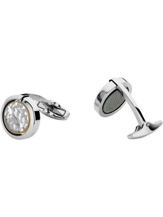 Cerruti Medallion Cufflink from Steel In Silver Colour