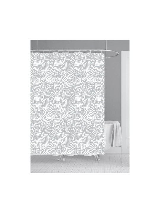 Ankor Shower Curtain 180x180cm Λευκό / Γκρι