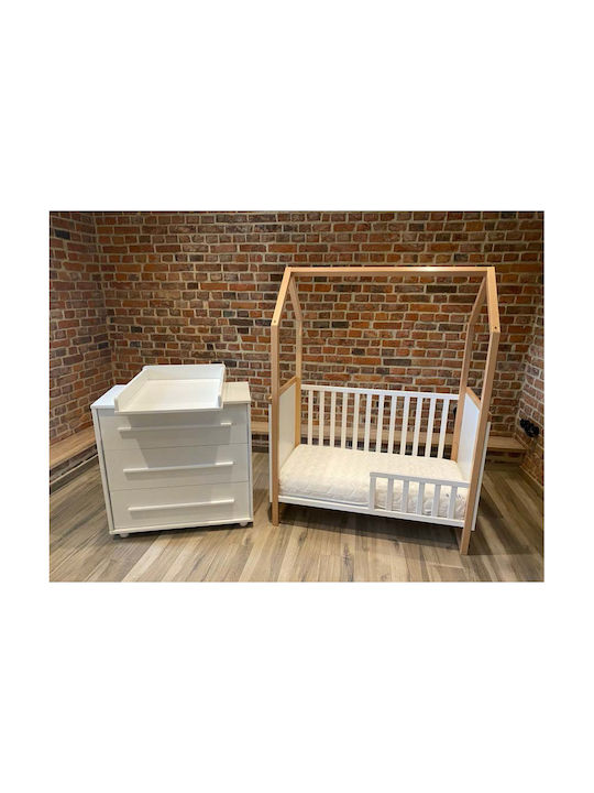 Drewex Little House Комплекти бебешки мебели с Креват и Комод Бял / Бежов