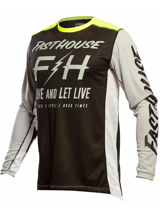 Fasthouse Grindhouse Clyde Pentru bărbați Tricou Motocross Mânecă lungă Black/White