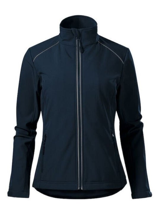 Malfini Women's Short Sports Softshell Jacket Waterproof and Windproof for Winter Navy Blue