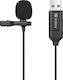 Sandberg Streamer USB Clip Microphone Електрет Микрофон USB Πέτου, Clip On в Черен Цвят