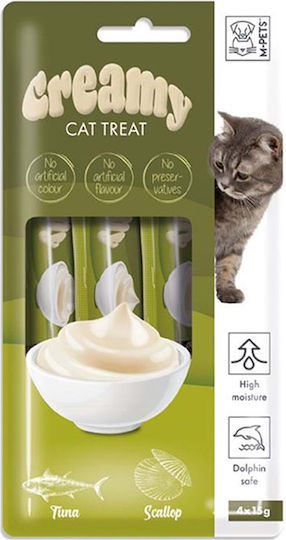M-Pets Creamy Cat Treat Cat Treats with Tuna & Scallops for Cat 4pcs 15gr A71-