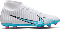 Nike Mercurial Superfly 9 Club FG/MG Ψηλά Ποδοσφαιρικά Παπούτσια με Τάπες White / Pink Blast / Baltic Blue