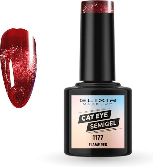 Elixir Semipermanent Lac de Unghii 1177 Flame Red Ochi de pisică 8ml 1buc