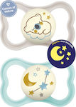 Mam Orthodontic Pacifiers Silicone Air Night Koala / Stars Grey / Turquoise Night for 6+ months 2pcs