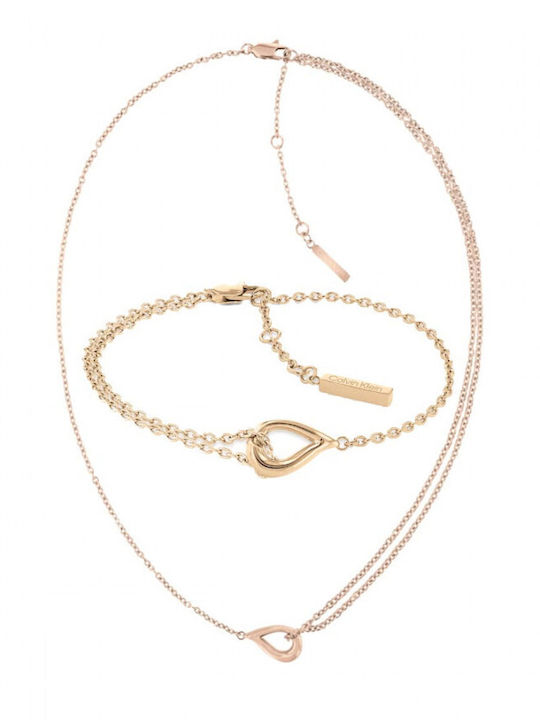Calvin Klein Σετ με Κολιέ & Βραχιόλι Sculptured Drops από Ατσάλι