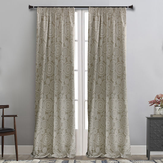 La Maison Blanche Vorhang mit Bleistiftfalten Mandala Beige 145x270cm
