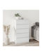 Wooden Bedroom Chest of Drawers With 5 Drawers White 60x36x103cm