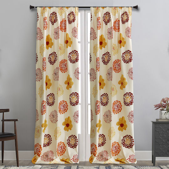 La Maison Blanche Vorhang mit Bleistiftfalten Matt Orange 145x275cm