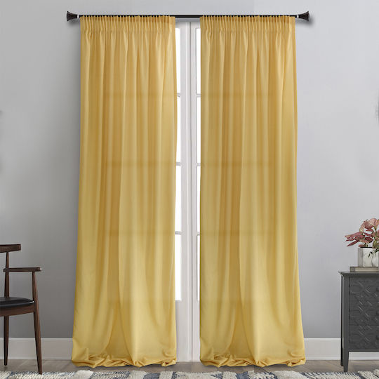 La Maison Blanche Vorhang mit Bleistiftfalten Leinen Gold 145x285cm