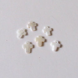 Faitakis Pack Pendant Motif for Jewelry in Shape Cross 1cm. Set 50pcs 0517176 Ecru