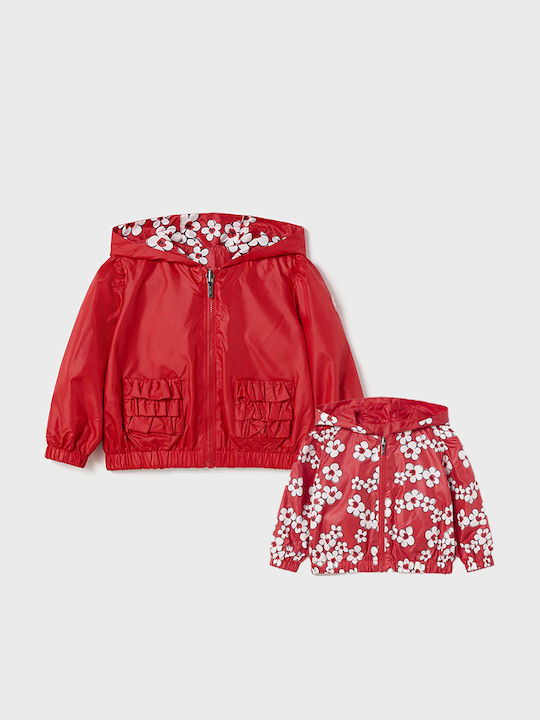 Kids' Casual Jacket Short Double Sided with Hood Red