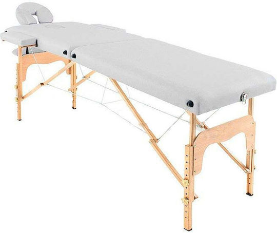 iCosmetics Wooden Portable/Folding White Massage and Physiotherapy Bed 186x66cm