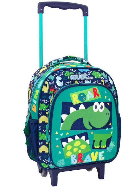 Must Dino Roar with 2 compartments School Bag Trolley Kindergarten Multicolored 8lt