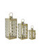 Inart Floortop Metallic Lanterns Set Gold 3pcs