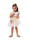 Children's Dress Short Sleeve Tulle Set with Accessories Ecru