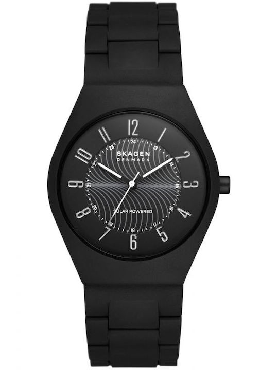 Skagen Grenen Men's Watch 37mm Solar with Black Metal Bracelet