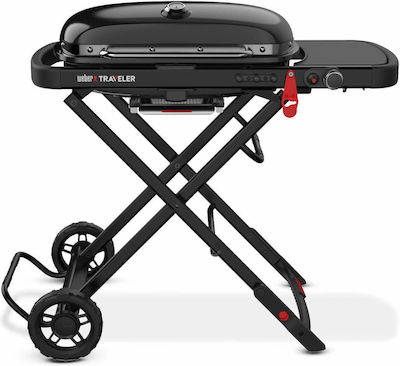 Weber Traveler Stealth Edition Φορητή Ψησταριά Υγραερίου Σχάρας 63.5x34.3εκ. με 1 Εστία