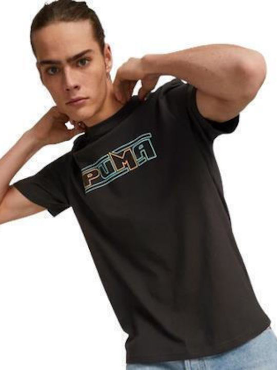 Puma T-shirt Bărbătesc cu Mânecă Scurtă Negru